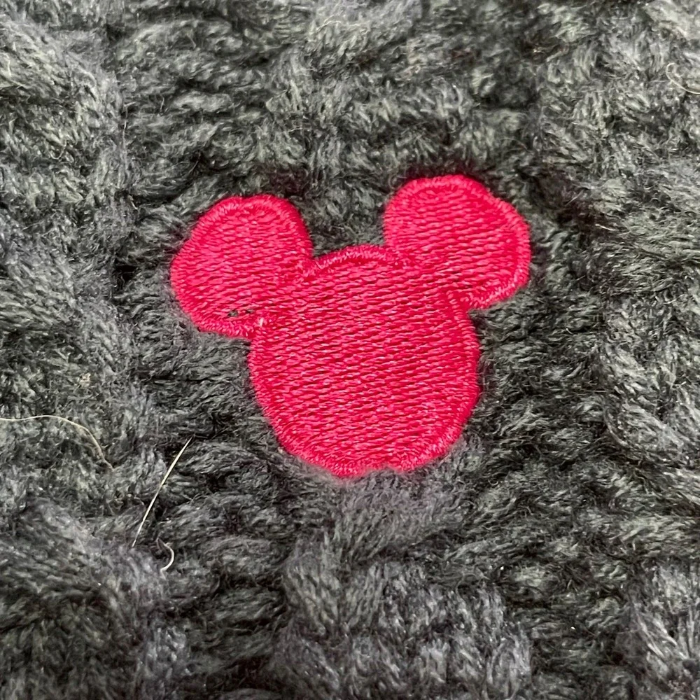 Vintage Disney‎ Blue Cable Infinity Scarf Mickey Pink Embroidered 66
